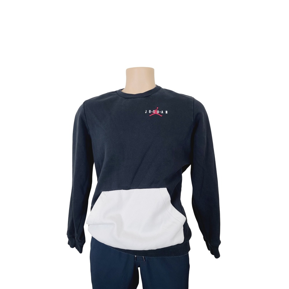 Jordan‎ Crewneck Sweatshirt Hoodies Clothing Shirts Men, Size L, Black/White